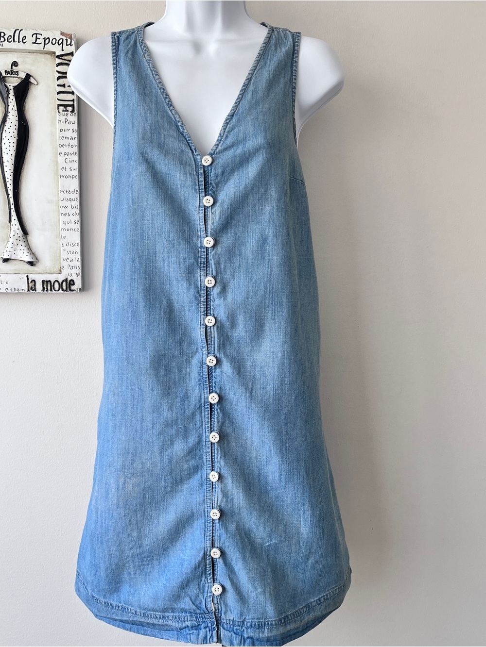 Madewell Minimalist Denim Chambray Sleeveless Mini Dress Size S